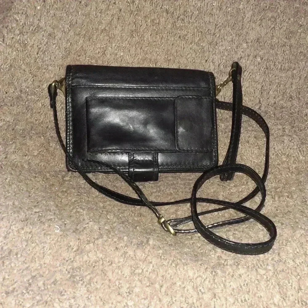 MANCINI-Fine Leather Goods-Unisex Black Crossbody Clutch Organizer-Excellent